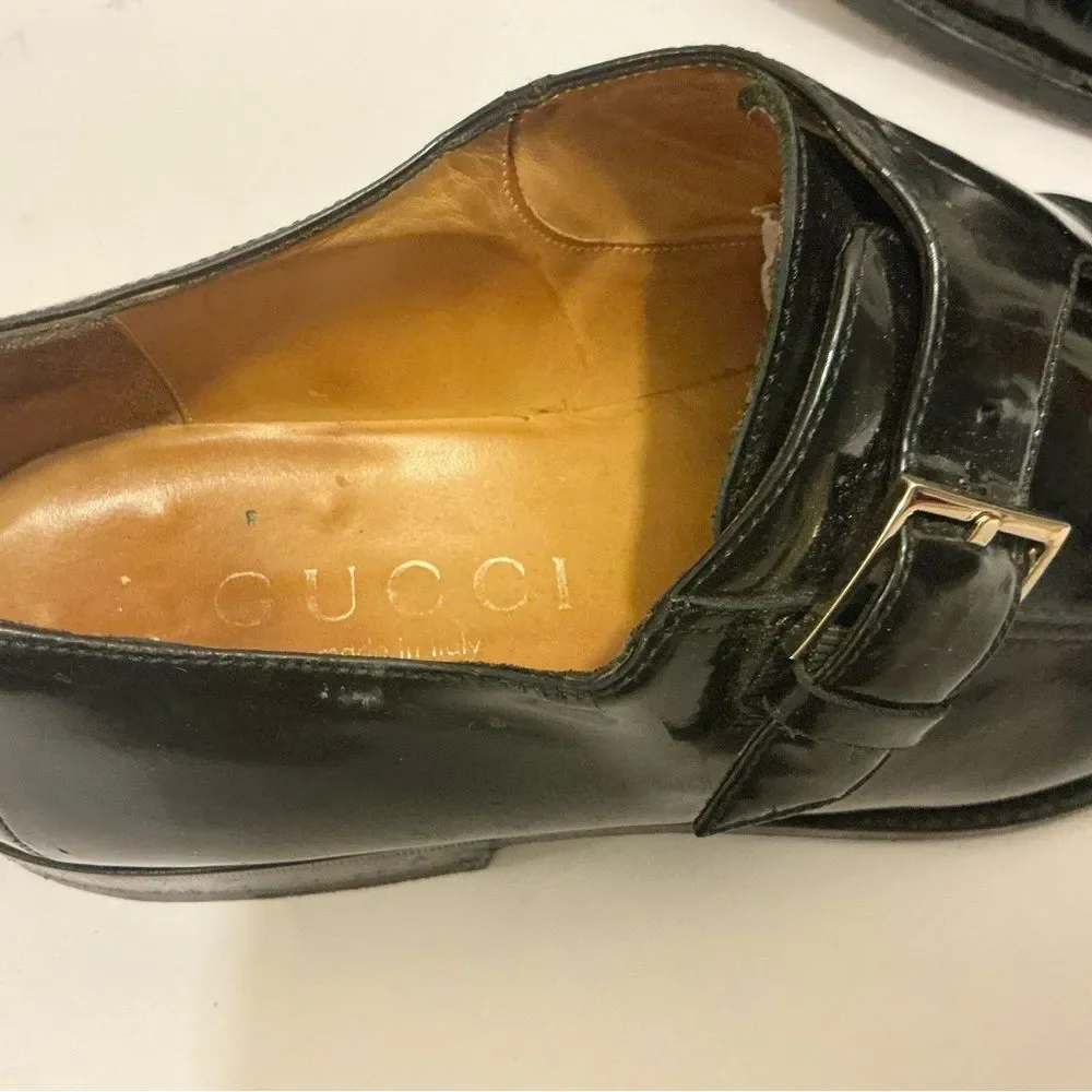 Gucci Black Leather Monk Strap Oxfords size 9 D